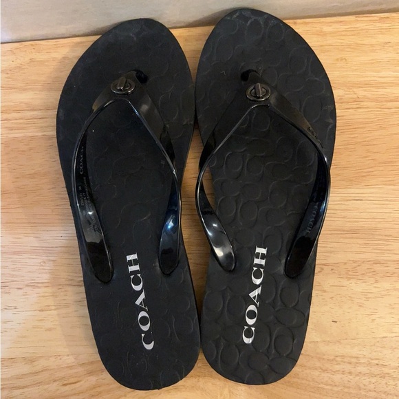 Coach Abbigail Black Women's TurnLock Logo Flip-Flop - Picture 3 of 8